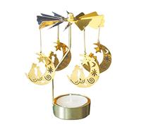 Xweptuy Spinning Candle Holders Cat on Moon Rotating Tea Light Holder Candlestick for Christmas Wedding Decor