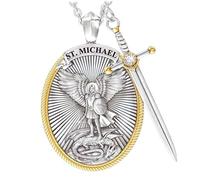 Xweptuy St Michael St Christopher Necklace for Men Archangel Sword Lord Prayer Necklace Jewelry Style 1