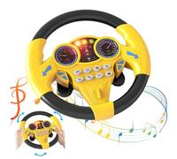 Xweptuy Steering Wheel Toy, 8x7.7x2.4 360° Rotating Kids Steering Wheel with Funny Sound & Lights, ABS Plastic Simulated with Suction Cup for 3 Years Old Children Yellow #1