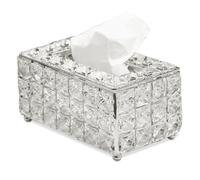 Xweptuy Tissue Box Holder Rectangular 7.9x4.7x3.9 Inch Crystal Tissue Box Cover Metal Rectangle Tissue Box Holder Easy to Clean Tissue Box Holder for Living Room Office