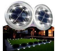 XWGKLN 2 PCS Solar Lights Outdoor Garden Waterproof: 8 LED Solar Ground Lights for Yard, Pathway, Patio, Landscape (Cold White, 2PCS)