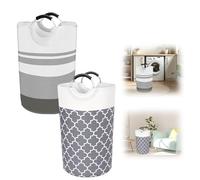 XWGKLN 2pcs Large Laundry Basket - 82L Collapsible Laundry Bag with Aluminium Handles, Waterproof Freestanding Tall Clothes Hamper Washing Bin for Laundry Room Bedroom Bathroom