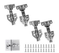 XWGKLN 4 PCS Kitchen Cupboard Hinges: Detachable Soft Close Cabinet Hinges with Screws, Full Overlay Wardrobe Door Hinges for Bathroom Bedroom Dining Room (4)