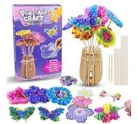 XWGKLN Poke Arts and Craft Kits for Girls, Poke Art Flower Bouquet Kits 8 Flowers & 2 Butterflies with Wooden Vase, No-Sew DIY Craft Creative Activity Education Birthday Gifts Toys for 6-14 Year Girls