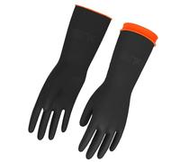 XWGKLN Rubber Gloves, Long Heavy Duty Rubber Gloves, Large Reusable Black Safety Work Gloves, Waterproof Work Gloves, Resist Strong Acid, Alkali and Oil, Non-Slip, 1 Pair (XL-13.4")