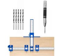 XWHLXY Cabinet Hardware Jig Kit | Drill Guide Template for Drawers & Doors | with Center Punch & 5 Triple-Flute Bits | Woodworking Dowelling Tool