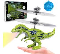 Xwin 15cm Remote Control Dinosaur Helicopter, Mini Flying RC Toy with LED Lights, Rechargeable Battery, Hand Sensor Control, Fun Dinosaur Flight Toy for Kids Ages 8+ Years