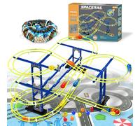 Xwin 267 PCs Kids Marble Run Game with 2in1 Play Mat & Drawstring Storage Bag, STEM Building Blocks Race Track with Marbles, 130cm City Road Rug Construction Toy for Children