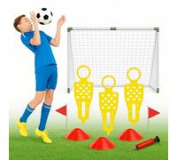 Xwin 90CM Kids Football Goal Post Training Set, Includes Goal, Ball, Pump, 3 Dummy Defenders, 3 Cones & 2 Flags - Complete Outdoor Soccer Kit for Boys and Girls Age 3+ Years