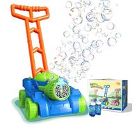 Xwin Bubble Lawn Mower Push Along Toy with Liquid -12-Nozzle Bubble Machine with Light - Kids Outdoor Garden Play Mower with Smooth Handle, Rotating Wheels and Leak-Proof Design for Kids Ages 3+