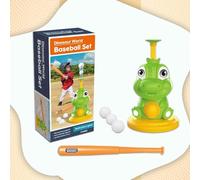 Xwin Kids Baseball Set Toy Cartoon Dinosaur Ball Ejection Launcher Outdoor Batting Baseball Game Toy for Children Press Eject Ball Game for Toddlers for Boy & Girls