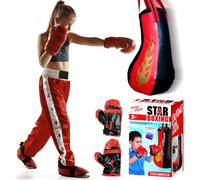 Xwin Kids Boxing Punching Bag Set - 50CM Hanging Punch Bag with Adjustable Gloves, 8 Sound Effects Interactive Boxing Toy - Fitness and Training Set for Boys and Girls Ages 3+ Years