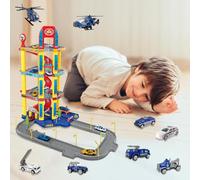 Xwin Kids Parking Lot Garage & 12 Cars Toy Set for Kids, Race Car Ramp Track with Lift Toy for 5 6 7 Year Old 4-Story Parking Playset Preschool Car Games Toys for Kids Vehicle Playsets