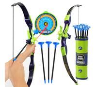 Xwin Large Archery Set - 28 Inch Bow with LED Light, Target Board, Quiver and 10 Suction Arrows, Safe Indoor Outdoor Shooting Toy for Boys and Girls Ages 6+ Years