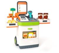 xwin Pretend Play Shop Supermarket Checkout Playset with 47 Accessories for Kids Educational Grocery Store Stand with Realistic Food Items, Cash Register, Scanner, and Mobile Payment Options