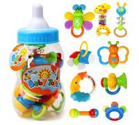 Xwin Sportseries 10 PCs Baby Teether Set, BPA-Free Rattles and Teething for Infant Development, Newborn Toys 0-6 Months, Educational Grab Toys