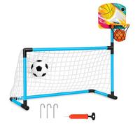 xwin sportseries 2 in 1 Basketball and Football Play Set for Kids, Basketball Stand Basketball Hoop with Balls and Pump for Boys and Girls, Net and Pump, Outdoor and Indoor Sports Soccer Toy