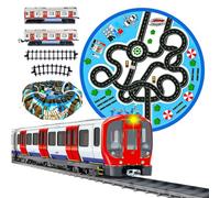Xwin Sportseries Electric Train Set with Light and Sound, Subway Simulation Toy with Tracks, Train Carriages, Play Mat, Storage Bag, Easy Assembly Railway Set for Kids Boys Girls Ages 3+