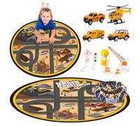 xwin sportseries Kids Construction Play Carpet Rug & Sign Post, Helicopter, Car & Other Vehicles Playmat Rug City Life Great for Playing with Cars and Toys Kids Baby Children Educational Road Traffic