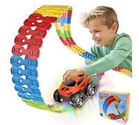 Xwin sportseries Kids Flexible Track Set 184-Piece with Racing Car, LED Toy Car, Construction Track Playset Build Your Own Road Adventure Game, Fun Creative Learning Toy, Gift for Toddlers Children