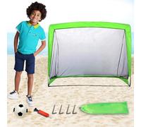 Xwin Sportseries Kids Green Football Nets Foldable Football Goals Net Children Training Goal Post with Sports Accessories Outdoor Ball Pop Up Soccer Net for Garden Backyard Beach Large