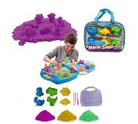 xwin sportseries Kids Magic Motion Play Sand Pack of 1kg 3 Multicolor Refill Pack for Age 3+ with Sand Moulds Shape and Carry Box, Non-Toxic Beach Sand Toys for Creative Skills of Kids
