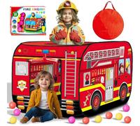 Xwin Sportseries Kids Pop Up Red Fire Engine Play Tents with Ball Pit, Travel Friendly - Foldable & Portable with Carry Bag, Ideal Children Gift for Boys and Girls - Indoor & Outdoor Fun Activities