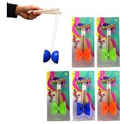 xwin sportseries Pack of 5 Mini Diabolos with Wooden Sticks, Diabolo Toy Set for Kids Fun Play Game, Juggling Toy for Fitness and Tricks, Traditional Diabolo (Pack of 5 Random Colours)