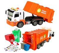xwin sportseries Sanitation Garbage Truck Toys Playset - Recycling Vehicle with 4 Trash Bins, Sound & Light Effects, Sorting Stickers, and Interactive Lift Arm - Fun Learning Gift for Kids Ages 3+