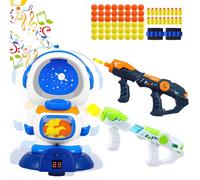 xwin sportseries Space Explorer Toy Set with Dual Air Toy Blasterd, 48 Foam Balls, 18 Foam Bullets, Moving Target Robot - Educational Shooting Game for Kids, Sound Effects, and Digital Score Tracker