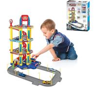 Xwin Sportseries Spiral Parking Garage Toy Set for Kids, 4-Story Parking Lot Playset Preschool Car Games Toys for Kids Vehicle Playsets Race Car Ramp Track Toy for 5 6 7 Year Old