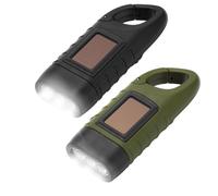 XWLEYW 2 PCS Wind Up Torch, Solar Torch Rechargeable, Hand Crank Super Bright Emergency Torches with Carabiner Hook, Portable Camping Torches for Hiking, Outdoor (Black, Green)