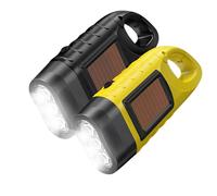 XWLEYW 2 PCS Wind Up Torch, Solar Torch with Carabiner Hook, Hand Crank Super Bright Emergency Torches, Two Charging Methods, Portable Camping Torches for Hiking, Outdoor (Black,Yellow)