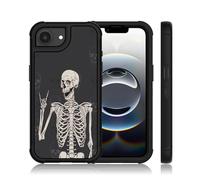 XWMHHP Compatible with iPhone 16E Case for Women Girls,3-Layer Rugged Shockproof Hard Plastic Bumper +Soft Silicone Rubber Heavy Duty Cover for SE 4 - Goth Rock Skull Gothic Skeleton