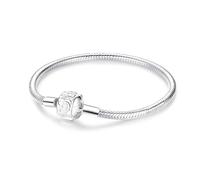 XWN 925 Silver Bracelet for Women, Pandora Moments Series Snake Chain Bracelet, Compatible with Pandora Charms, an Ideal Jewelry Gift for Women.(White Rose 16CM)