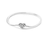XWN 925 Silver Bracelet for Women, Pandora Moments Series Snake Chain Bracelet, Compatible with Pandora Charms, an Ideal Jewelry Gift for Women.(Hearts Match Cores 20CM)