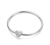 XWN 925 Silver Bracelet for Women, Pandora Moments Series Snake Chain Bracelet, Compatible with Pandora Charms, an Ideal Jewelry Gift for Women.(Wing 19CM)
