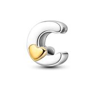 XWN Initial Letter 'C' 925 Sterling Silver Charm Bead - Compatible with Pandora Bracelets, Dangle Pendant Charm, Suitable for Necklaces & Bracelets, Ideal Jewelry Gift for Women