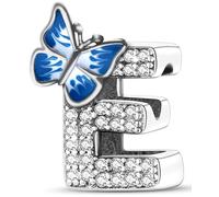 XWN Initial Letter 'E' 925 Sterling Silver Charm Bead - Compatible with Pandora Bracelets, Dangle Pendant Charm, Suitable for Necklaces & Bracelets, Ideal Jewelry Gift for Women