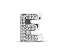 XWN Initial Letter 'E' 925 Sterling Silver Charm Bead - Compatible with Pandora Bracelets, Dangle Pendant Charm, Suitable for Necklaces & Bracelets, Ideal Jewelry Gift for Women