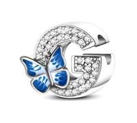 XWN Initial Letter 'G' 925 Sterling Silver Charm Bead - Compatible with Pandora Bracelets, Dangle Pendant Charm, Suitable for Necklaces & Bracelets, Ideal Jewelry Gift for Women