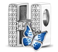 XWN Initial Letter 'H' 925 Sterling Silver Charm Bead - Compatible with Pandora Bracelets, Dangle Pendant Charm, Suitable for Necklaces & Bracelets, Ideal Jewelry Gift for Women