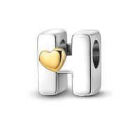 XWN Initial Letter 'H' 925 Sterling Silver Charm Bead - Compatible with Pandora Bracelets, Dangle Pendant Charm, Suitable for Necklaces & Bracelets, Ideal Jewelry Gift for Women