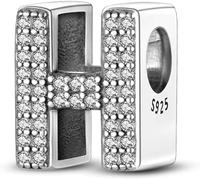 XWN Initial Letter 'H' 925 Sterling Silver Charm Bead - Compatible with Pandora Bracelets, Dangle Pendant Charm, Suitable for Necklaces & Bracelets, Ideal Jewelry Gift for Women