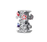 XWN Initial Letter 'I' 925 Sterling Silver Charm Bead - Compatible with Pandora Bracelets, Dangle Pendant Charm, Suitable for Necklaces & Bracelets, Ideal Jewelry Gift for Women