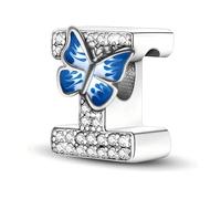 XWN Initial Letter 'I' 925 Sterling Silver Charm Bead - Compatible with Pandora Bracelets, Dangle Pendant Charm, Suitable for Necklaces & Bracelets, Ideal Jewelry Gift for Women