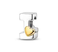 XWN Initial Letter 'I' 925 Sterling Silver Charm Bead - Compatible with Pandora Bracelets, Dangle Pendant Charm, Suitable for Necklaces & Bracelets, Ideal Jewelry Gift for Women