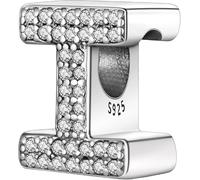 XWN Initial Letter 'I' 925 Sterling Silver Charm Bead - Compatible with Pandora Bracelets, Dangle Pendant Charm, Suitable for Necklaces & Bracelets, Ideal Jewelry Gift for Women