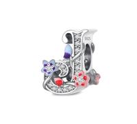 XWN Initial Letter 'J' 925 Sterling Silver Charm Bead - Compatible with Pandora Bracelets, Dangle Pendant Charm, Suitable for Necklaces & Bracelets, Ideal Jewelry Gift for Women