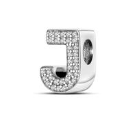 XWN Initial Letter 'J' 925 Sterling Silver Charm Bead - Compatible with Pandora Bracelets, Dangle Pendant Charm, Suitable for Necklaces & Bracelets, Ideal Jewelry Gift for Women